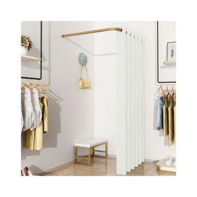 China Large Clothing Store Factory Price Removable Dressing L Shaped Gold Changing Shelves Fitting Room for sale