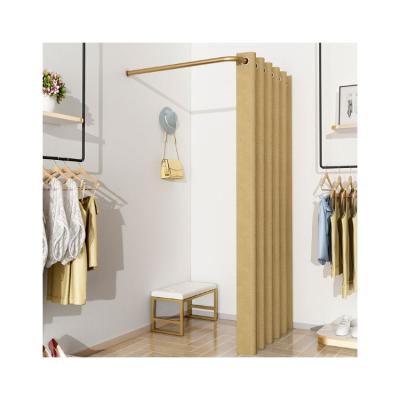 China Hot Selling Newest Mobile Clothing Store Mobile Gym Locker Furniture L Shaped Changing Gold Buries Fitting Room for sale