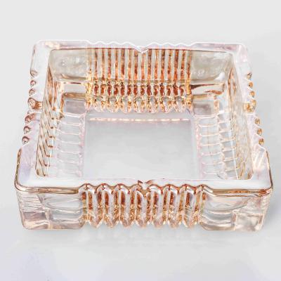 China Simply Superior Cigarettes Nightclub Portable Glass Ashtray Xianglin Factory Inquiry Golden Smoking Ashtray for sale