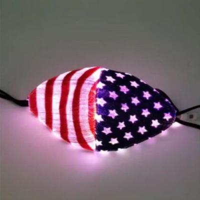 China Party Halloween Carnival Latest 7 Colors US Flag LED Light Up LED Face Mask Built-in Battery and 3 Flashing Mode for Halloween Party for sale