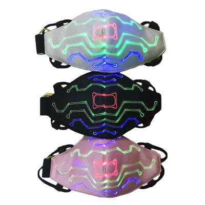 China 5 Rise 7 Pattern Luminous Color Christmas Face Mask Masquerade Light Up Healthy LED Face Cover Rhinestone Active Face Mask Halloween for sale