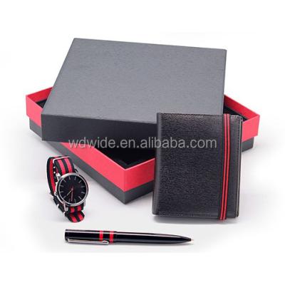 China Promotion pen watch set hot sale Europe and USA quality equips pen wallet watch set for sale