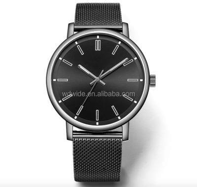 China Non-specific wholesale black stainless steel mesh strap quartz watches for men for sale