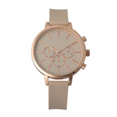 China Top Brand Water Resistant Shape 3 Eyes Rose Gold Women Watches Luxury for sale