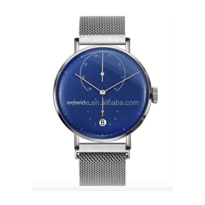 China Automatic Stainless Steel Luxury Black Leather Man Private Label Date Minimalist Wristwatch for sale