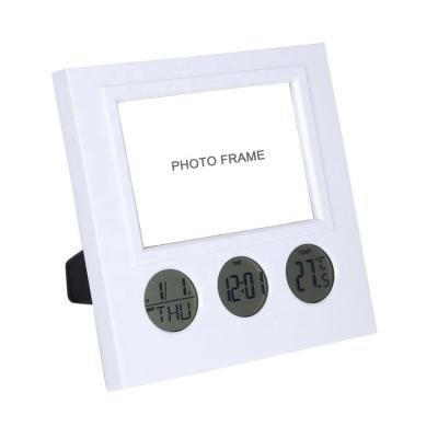 China Wholesale Plastic Temperature Picture Photo Frame With LCD Digital Alarm Clock for sale