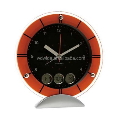 China With date and temperature wholesale analog desktop quartz clock with date and temperature for sale