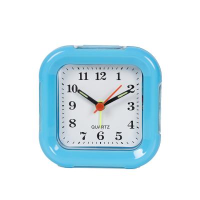 China Hot Selling Europe Radio Mini Square Shape Travel Alarm Table Clock for sale