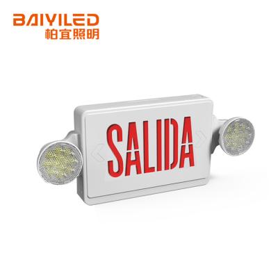 China Salida Emergency Exit Sign Combo Head 1 Double Lamp Emergency Light 3Hours for sale