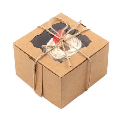 China Food Grade Recyclable Cheap Disposable Cake Boxes Packaging Kraft Paper Bulk Cake Boxes for sale