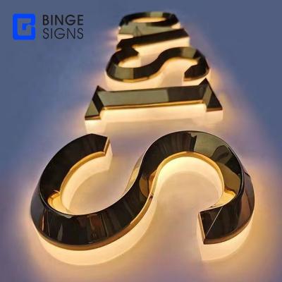 China Large Shine Sign Luxury Stainless Front Acrylic Backlit LED Sign for sale