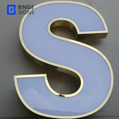 China Luxury High Quality Metal Advertising Sign Stainless Steel Acrylic Led Store Logo Electronic Sign for sale