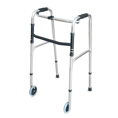 China Removable Aluminum Walker Two Knob Folding Walker With Wheels for sale