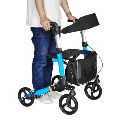 China Alumiinum 4 Wheel Foldable Rollator For Elderly And Disabled People , Lightweight Walker With Seat for sale