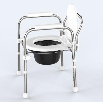 China Movable Steel Folding Movable Commode Chair For Elderly / Disabled, PVC Soft Seat, Toilet Chair for sale