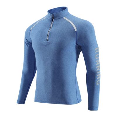 China High Quality Anti-wrinkle Quarter Zipper Running Men's T-shirts Workout Sportswear Long Sleeve Tight T-shirt à venda