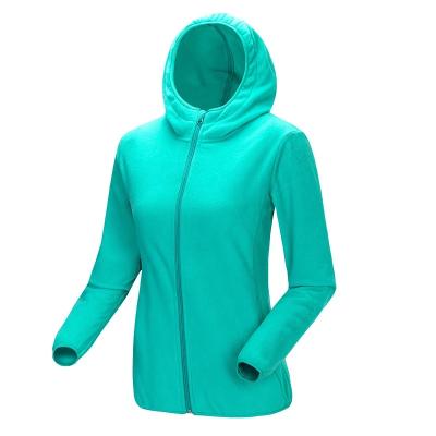 China Custom Made Winter Long Sleeve Breathable Thicken Full Zipper Women Fleece Jacket With Hood for sale