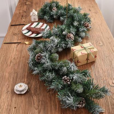 China Wedding 135cm Christmas Rattan Cipher with Pine Cones Christmas Ornaments Railings Christmas Decorations Table Runners for sale