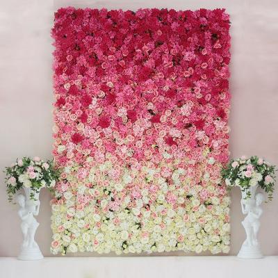 China Wedding Artificial Silk Rose Peony Flowers Wall Wedding Backdrop Decoration Flower Runner Wedding Stage for sale