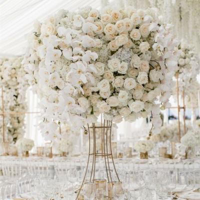 China 60cm Artificial Silk Peony Rose Orchid Arrangement Garland Decorative Stand Flower Ball Centerpiece For Wedding Table for sale