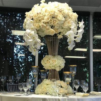 China High simulation IFG artificial flower decoration on centerpiece white flower ball 70cm centerpiece for wedding decorations for sale