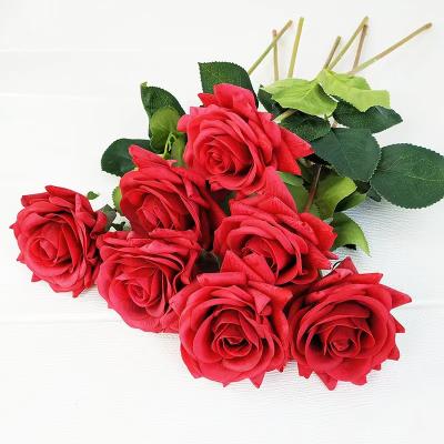 China Wedding Artificial Flower Single Gel Touch Moisturizing Rose Loop Rose Valentine's Day Bouquet Home Decoration Fake Flowers for sale