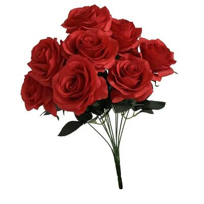 China Wedding Artificial Flowers French Curved- Rose 7 Heads Bouquet Wedding Decoration Fake Bouquet Wholesale for sale