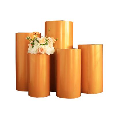 China Wedding Cylindrical Iron Painting Cylindrical Table Dessert Table Five Piece Wedding Decoration Party Dessert Display Stand Window D for sale