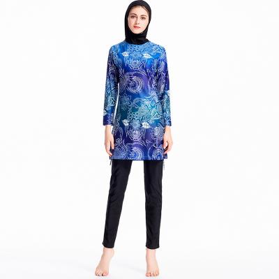 China 2021 Three Pieces Breathable Long Sleeve Muslim Swimwear Islamic Floral Swimwear Swimsuit New for sale