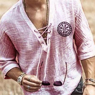 China New Men's Summer Breathable Casual Shirt Spring Short Sleeve Cotton Canvas Shirts Men Loose Collar Button Shirt for sale