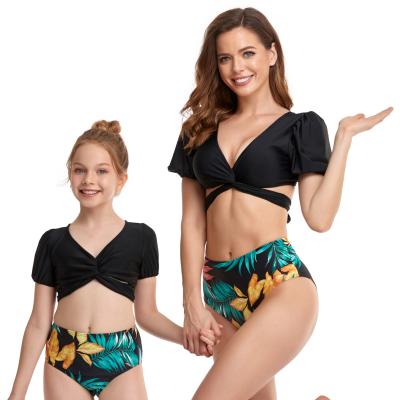 China 2021 breathable new summer mother and daughter matching clothes mommy and me family swimwear bikini girl bathing suits for sale