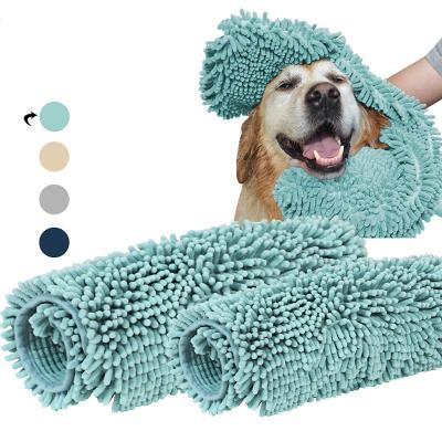 China Viable Dog Wash Towel Drying Ultra Absorbent Quick Dry Microfiber Chenille Dog Bath Towel for Dog and Cat Cleaning for sale