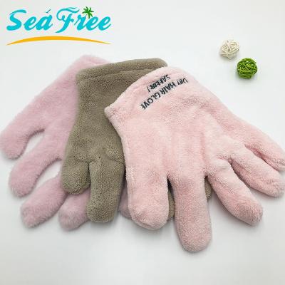 China Microfiber Collar Fleece Dry Hair QUICK DRY Gloves for sale