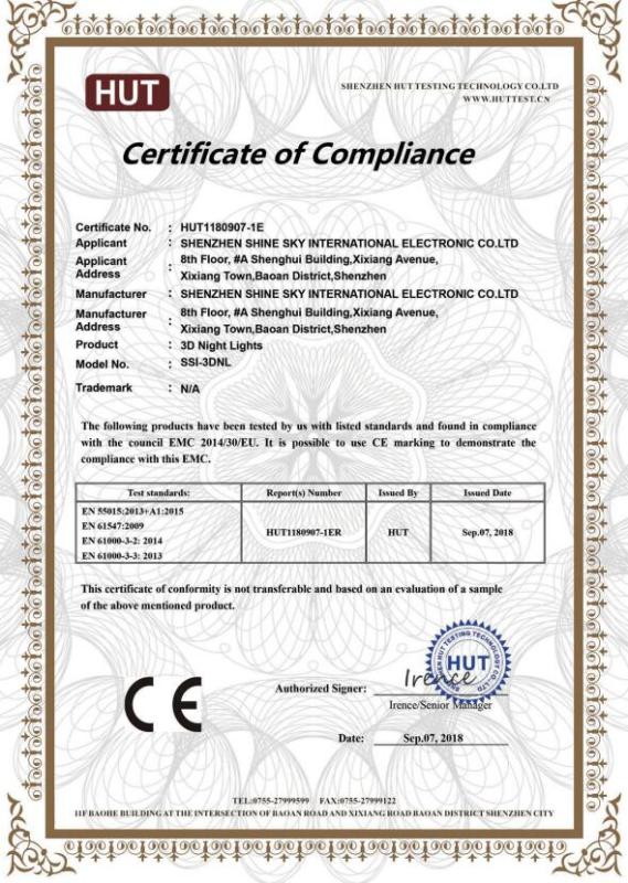 CE - Shenzhen Shine Sky International Electronic Co., Ltd.