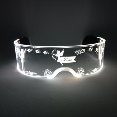 China Festival Props 2021 Hot Selling Magic Led Glow Glasses Halloween Bars Clubs Parties Led Flash Glasses for sale