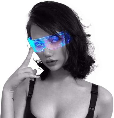 China Festival Props LED Light Up Glasses For Adult With 7 Colors Leading Glasses Cyberpunk Style Futuristic Glasses for sale