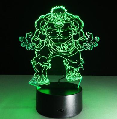 China 3D 7 colors superhero decoration flashing home light,carcass led lamp night for kids,multi shaped 3d led lamp for sale