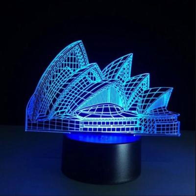 China 3D 7 Colors Flashing/16 Colors By 3D Remote Sydney Opera House Night Light, 3D Illusion Lamp With 7 Colors Changing, USB Rechargeable 3D LED Touch Control Lamp For Kids for sale