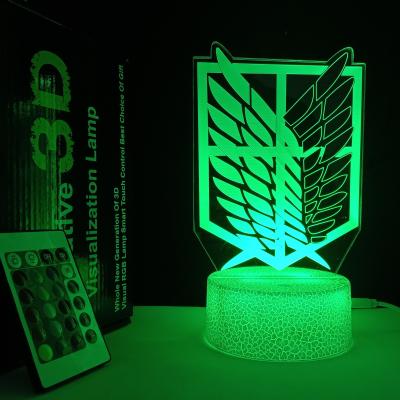 China Touch 7 LED Lamp Surveillance Emblem 3D LED Colors / Remote Legion 16 Colors Attack On Titan 3d Lamp Anime Custom Designs Accept 3D Night Lamp for sale