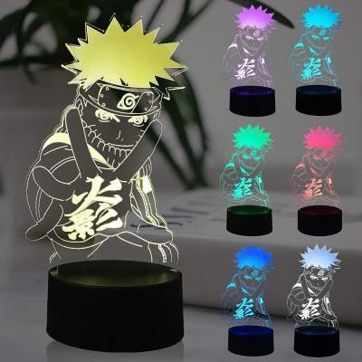 China Hot Selling 3D 7 Colors Amazon Anime Figure Uzumaki Night Flashing Light for Boys Bedroom, 7 Colors USB Charging 3D LED Illusion Desk Lamp for sale