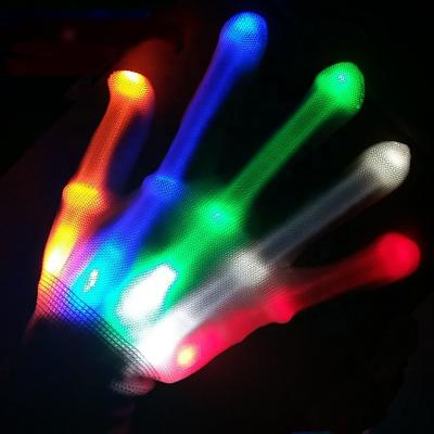 China Nylon Colorful Luminous Lights Led Glowing Skeleton Gloves, Cheap Led Gloves Halloween Party Customs Lead Flashing Gloves for sale