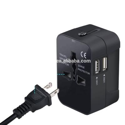 China Universal All In One Travel Power Plug Wall AC Adapter Adapter Worldwide Charger With Dual USB Charging Ports For USA Eu UK AUS P-N11 for sale