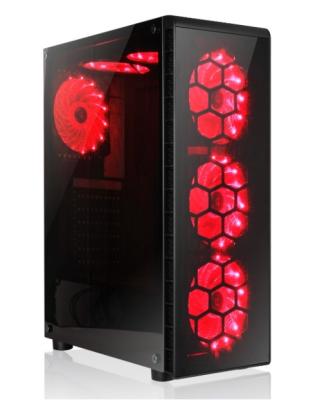 China With Fan High Quality Gaming Computer Case With RGB Fans Tempered Glass Gaming PC Desktop Case for sale