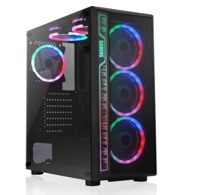 China With Fan High Quality Gaming Computer Case With RGB Fans Tempered Glass Gaming PC Desktop Case for sale