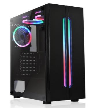 China With Fan Gaming High Quality Computer Case With RGB Fans Tempered Glass Gaming PC Case Desktop Gamers for sale