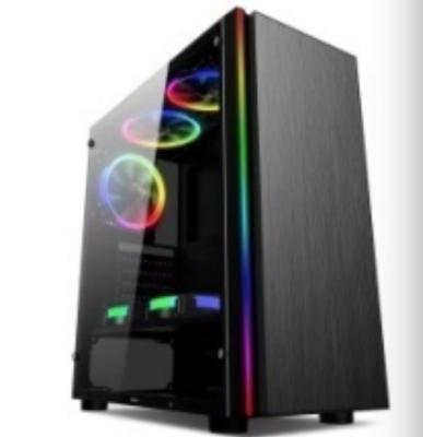 China With Fan High Quality Gaming Computer Case With RGB Fans Tempered Glass Gaming PC Desktop Case for sale