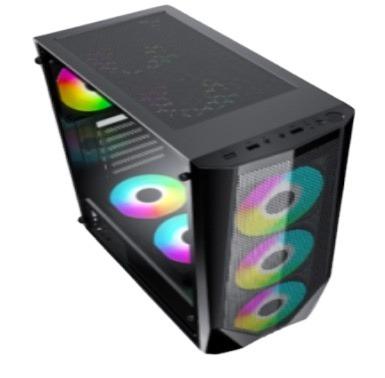 China With Fan High Quality Gaming Computer Case With RGB Fans Tempered Glass Gaming PC Desktop Case for sale