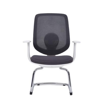 China Other Instant Furniture Black Mesh Sled Base Side Reception Chair With Fixed Arms for sale