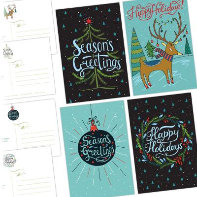 China Europe Wholesale Bulk Set Stock White Paper Merry Holiday Postcards, Merry Christmas Card for sale