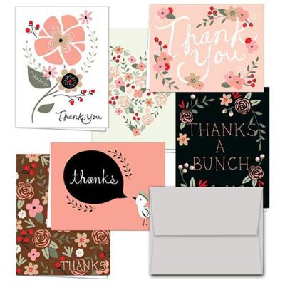 China Europe Wholesale Glossy Cover Blank Inside 6 Unique Designs Thank You Cards 250gsm for sale